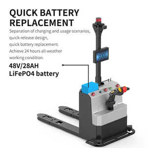 Chariot élévateur électrique 1.5T avec empileur de palettes d'entrepôt de batterie au lithium à chargement automatique Cric de palette électrique de levage réglable - Product Image 1