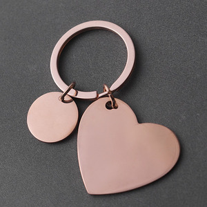 不锈钢心形镜子钥匙扣饰品心形和圆盘个性化雕刻 - Product Image 6