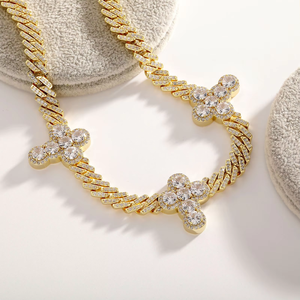 European American <b>Cross</b>-border Hot-selling Hip-hop Micro-inlaid <b>Cross</b> Cuban Necklace Unisex Link <b>Chain</b> Jewelry Wholesale - Product Image 1