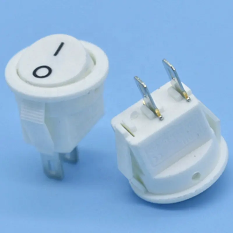 Interruptor de balanço redondo 2 posições branco, buraco kcd11 15mm