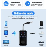 Bluetooth 6.0 Audio-Sender und -Empfänger 3,5mm AUX HIFI Dual-Geräte Drahtloser Adapter mit Leistungsanzeige für Auto und TV