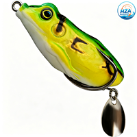 Leurre de pêche en silicone personnalisé en usine, 12g 5.5cm, leurre grenouille bionique, leurre de surface à lame rotative, modifié à la main, pour la pêche au saumon et au rayon en eau salée