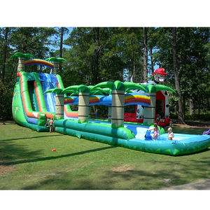 Toboggan aquatique géant en PVC robuste, vert, gonflable, pour usage commercial extérieur, toboggans aquatiques humides, piscine à jets d'eau, pour la maison, l'école, souffleur haute capacité - Product Image 5