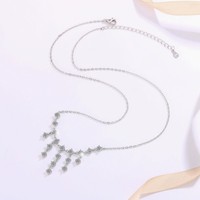 Collar de borla con forma de cascada de moissanita para mujer, joyería fina de Plata de Ley 925 con diseño único de gota brillante