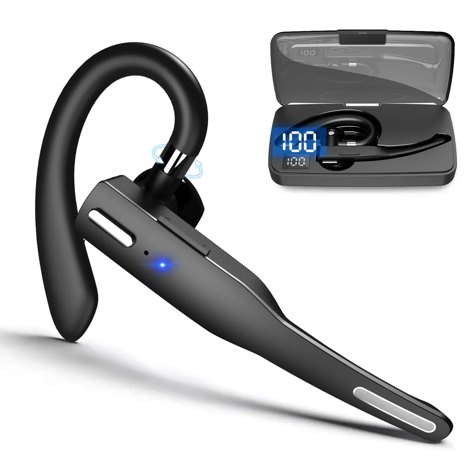 YYK-525 Business Wireless Earphone Ear Hooks BT Headset with Noise Canceling Mic Hands-Free Cell Phones Sports Headset