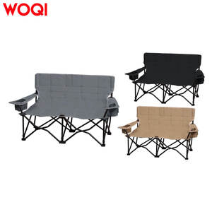 Silla plegable doble para exteriores Woqi, color gris, con portavasos y bolsa de transporte para picnics en la playa - Product Image 4