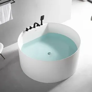 尤奇顶级销售光泽白色浴缸人造石固体表面成人和儿童浴室圆形浴缸