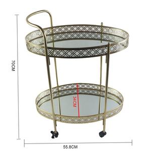 थोक धातु सेवा अंडाकार मिनी स्लाइवर सोने की सेवा करने वाला बार कार्ट फूड कार्ट - Product Image 4