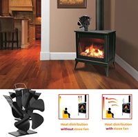 Ventilateur de poêle silencieux VODA à 5 pales, alimenté par la chaleur, avec poignée, sans électricité, à haut débit d'air, pour poêle à bois, à granulés ou à gaz