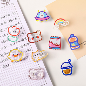 Spot Wholesale Transparent Cartoon Acrylic Clip Cute Ins Girl Heart Snack Seal Student Test Paper Finishing Note Message Clip - Product Image 1