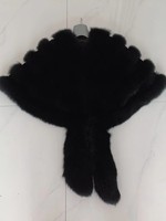 MWFur Mode Nouveau Design Hiver Femmes Poncho Épais Blanc Naturel Fourrure de Renard Châle avec Queue Pour Dame