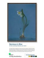 Narcisse bleu unique, impression numérique, peinture à l'huile impressionniste, peinte à la main, cadre en bois, fleur réaliste et écologique