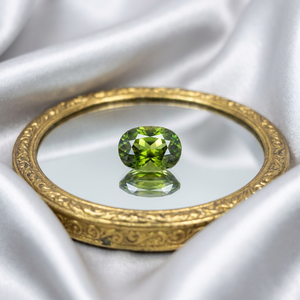Sphène naturelle verte chromée de 1,55 carats, taille ovale excellente, avec clarté et jeu de couleurs impeccables, provenant de Skardu, Pakistan. - Product Image 1