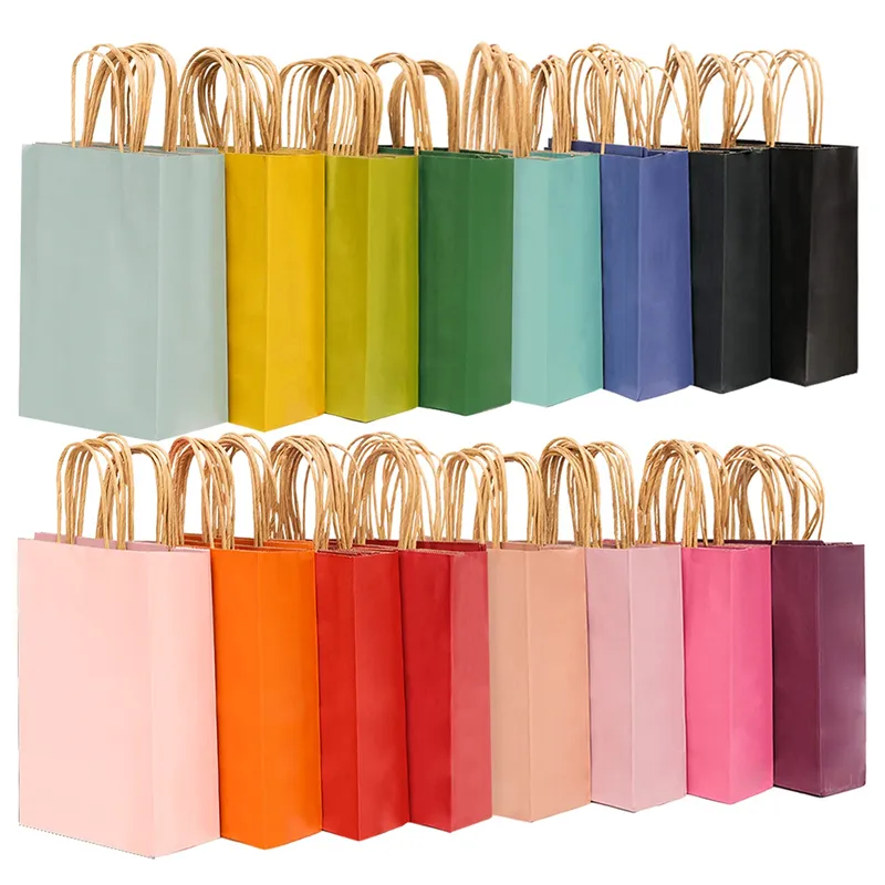 Logo Product Thick Brown Kraft Garment Multi-Color Shopping Paper Bags