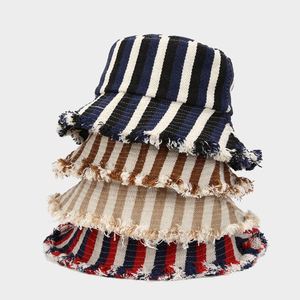 2024 New Korean Version Quilted Distressed Edged Bucket <b>Hat</b> Women Lady Autumn Popular Herringbone Sunshade Bucket <b>Hat</b> - Product Image 1