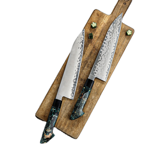 Couteaux de boucher professionnels en acier au carbone avec manche en bois ambré - Product Image 1