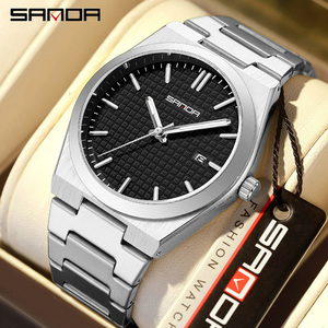 Montre à quartz minimaliste Sanda 1152 avec date, cadran lumineux, bracelet en acier inoxydable, étanche, pour un style décontracté et professionnel - Product Image 5