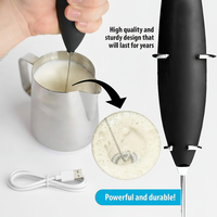 Mousseur à lait rechargeable en acier inoxydable, mousseur à lait portatif, appareil de cuisine électrique, mousseur pour café et thé