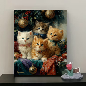 Pintura por Números Personalizada con Foto, Kit de Pintura Acrílica al Óleo para Adultos y Niños, Diseño de Gato Navideño, Decoración de Pared para el Hogar, Regalo Artístico de Navidad - Product Image 2