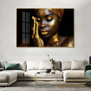 Guanjun Body Art <span class=keywords><strong>Peinture</strong></span> Murale Verre Art Mural Luxe Africain Décoration Intérieure Cristal <span class=keywords><strong>Peinture</strong></span> Porcelaine Or - Product Image 1