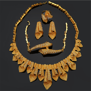 Bộ Kim Cương Mạ Vàng Trung Đông Ả Rập Bộ Vòng Cổ Nữ Bông Tai Vòng Tay Trang Sức Bốn Mảnh - Product Image 4