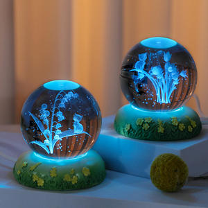 <span class=keywords><strong>Bola</strong></span> de Cristal 3D <span class=keywords><strong>PARA</strong></span> EL Día DE LA Madre, Luz Nocturna con Base Brillante, Adornos de Flores de Clavel, Regalo de Cumpleaños - Product Image 4