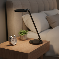 Lampe de table à bras articulé réglable avec commande à un bouton en ABS, design contemporain, simple, flexible, rotation et gradation progressive électrique, pour une protection oculaire.