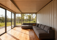 Maison préfabriquée modulaire en bois multifonctionnelle, studio/maison d'hôtes de jardin, intérieur moderne |   Salon