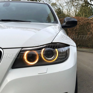 ฝาครอบตกแต่งไฟหน้ารถยนต์คาร์บอนไฟเบอร์แท้ 1 คู่ สำหรับ BMW E90 E91 ปี 2005-2011 อุปกรณ์ตกแต่งรถยนต์ - Product Image 6