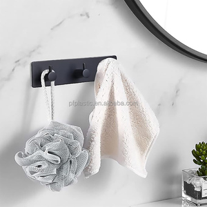 Porta asciugamani autoadesivo da parete resistente nero opaco gancio in plastica impermeabile ganci per l'organizzazione della parete - Product Image 3