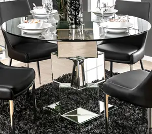 세련된 현대 가구 매력적인 미러 기하학적 기본 강화 유리 테이블 탑 식탁 홈 호텔