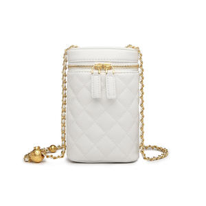 Sac bandoulière coréen en PU pour femme, style petite sacoche parfumée, avec chaîne à billes dorées, compartiment portable pour téléphone portable, polyvalent - Product Image 4