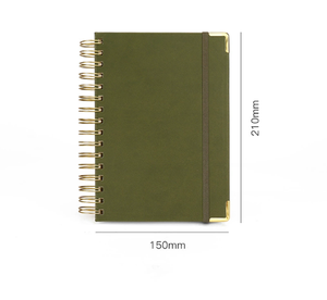 Tùy Chỉnh Xoắn Ốc Bìa Cứng Máy Tính Xách Tay Da Với Ban Nhạc Đàn Hồi Và Túi Giấy Cuộn Dây Ràng Buộc PU Bìa Tạp Chí Dây-O Ràng Buộc Kế Hoạch - Product Image 2