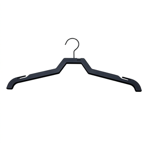 <span class=keywords><strong>Cintre</strong></span> à vêtements en plastique noir de 46 cm avec encoches antidérapantes, <span class=keywords><strong>cintre</strong></span> robuste pour costumes, idéal pour l'affichage en magasin, support OEM direct usine - Product Image 1