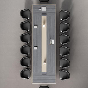 طاولة مؤتمرات مع أرجل من الفولاذ المقاوم للصدأ مجموعة كراسي 10-20 شخصًا لغرف المؤتمرات المكتبية - Product Image 3