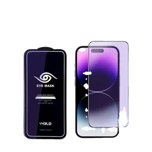 Gözler korumak 9H cam koruyucu Film Anti mavi işık hücre Iphone15 için telefon temperli cam ekran koruyucu 14 12 13 Mini Pro