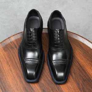 Luxury New Italian Style Handcrafted Genuine Leather Men's Oxford Shoes Autumn Business Formal Waterproof Breathable - Product Image 3