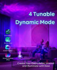 โคมไฟตั้งโต๊ะแบบสัมผัส หมุนได้ ลายคลื่นน้ำ ไฟกลางคืน LED สี่เหลี่ยมใส RGB 80 16 สี ขนาดเล็ก มาตรฐาน Rohs ขายส่ง - Product Image 2
