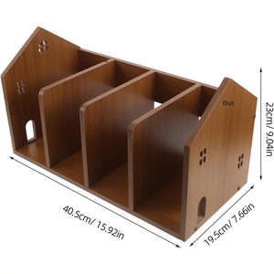 Wooden 4-Tier House-Shaped Bookshelf <strong>Desk</strong> Book Stand Workstation Organizer Student Tabletop Storage Shelf for Document Display - Product Image 3