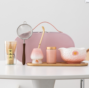 Juego de 8 piezas de cuencos de cerámica hechos a mano con diseño floral para matcha, bandeja y soporte para Chasen, estilo japonés para ceremonia del té <span class=keywords><strong>Bancha</strong></span>, transfronterizo - Product Image 6