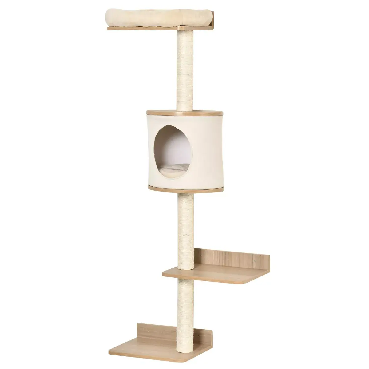 4-уровневая настенная башня для занятий кошачьим деревом, настенные полки для кошек с сизальной веревкой