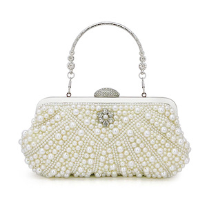 Fashion Top Handle Rhinestone Shoulder <b>Bag</b> Handbag Lady Round Pearl Evening <b>Bag</b> Shiny <b>Glitter</b> Beaded Clutch Purse for Party - Product Image 1