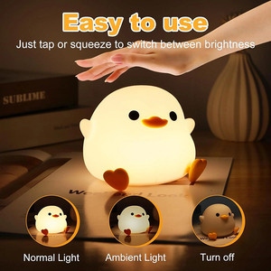 Bonito pato Mini moderna lámpara de noche LED táctil de silicona <span class=keywords><strong>para</strong></span> <span class=keywords><strong>Recién</strong></span> Nacido guardería bebé seguro con batería recargable USB - Product Image 2