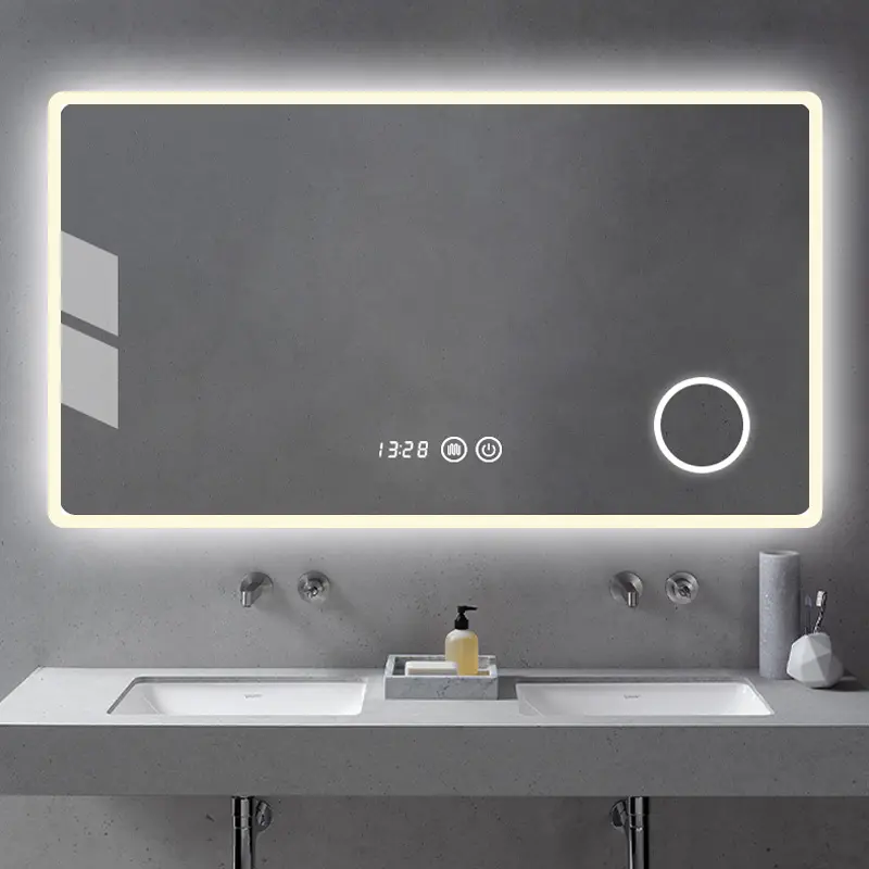 Banyo mobilyaları lüks Led işıklı ayna Android, banyo aynası, Tv ayna sıcak satış eğimli kenar özelleştirilmiş duvar asılı