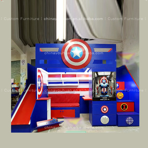 Lit superposé pour enfants en forme de maison dans les arbres, style <span class=keywords><strong>Superman</strong></span> américain, avec toboggan créatif pour garçons, série <span class=keywords><strong>Marvel</strong></span> personnalisée, lit superposé au-dessus d'une zone de loisirs en dessous - Product Image 3