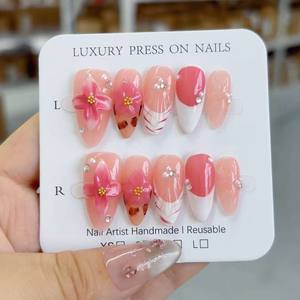 Betifnail prezzo all'ingrosso 3D stampa fatta a mano sulle unghie di alta qualità forma di mandorla unghie finte 10 pz/set supporto pacchetto personalizzato - Product Image 3