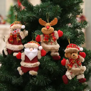 Décorations de noël père noël bonhomme de neige elk cadeau de noël petit pendentif poupée en peluche pendentif arbre de noël