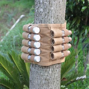 Condiment Bottle Storage Bag 9 Glass Bottles Canvas Camping Picnic Set - Product Image 3