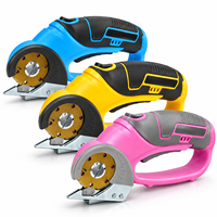 Ciseaux électriques sans fil rechargeables par USB 3,6 V, coupe-tissu, cuir et tapis, jaune bleu