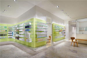 Modern Pharmacy Furniture Medical Shop <strong>Glass</strong> Wall Display Fixture Custom Pharmacy Wall Mounted <strong>Shelving</strong> - Product Image 3